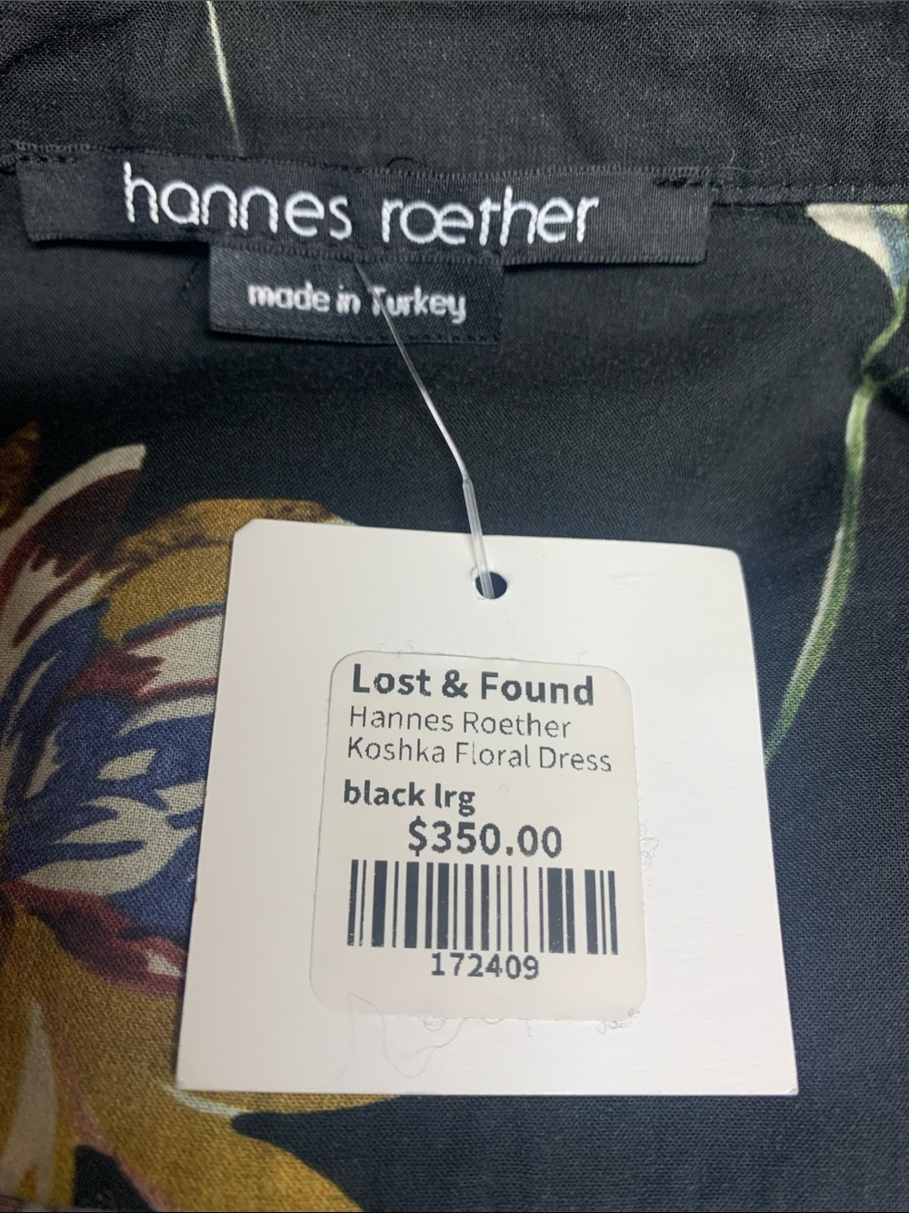 NEW RARE Hannes Roether Koshka Black Floral Dress Size L 48” - Picture 4 of 9